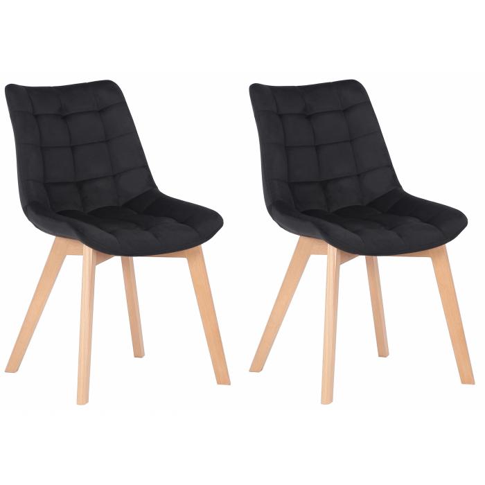 2er Set Esszimmersthle HLO-CP17 Samt ~ schwarz