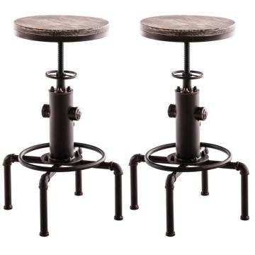 2er Set Barhocker HLO-CP70, Holz ~ bronze