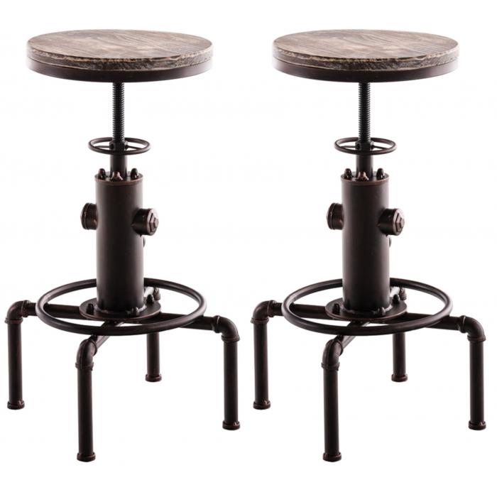 2er Set Barhocker HLO-CP70, Holz ~ bronze