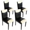 4x Esszimmerstuhl Stuhl Küchenstuhl Littau ~ Kunstleder, schwarz-weiß, dunkle Beine