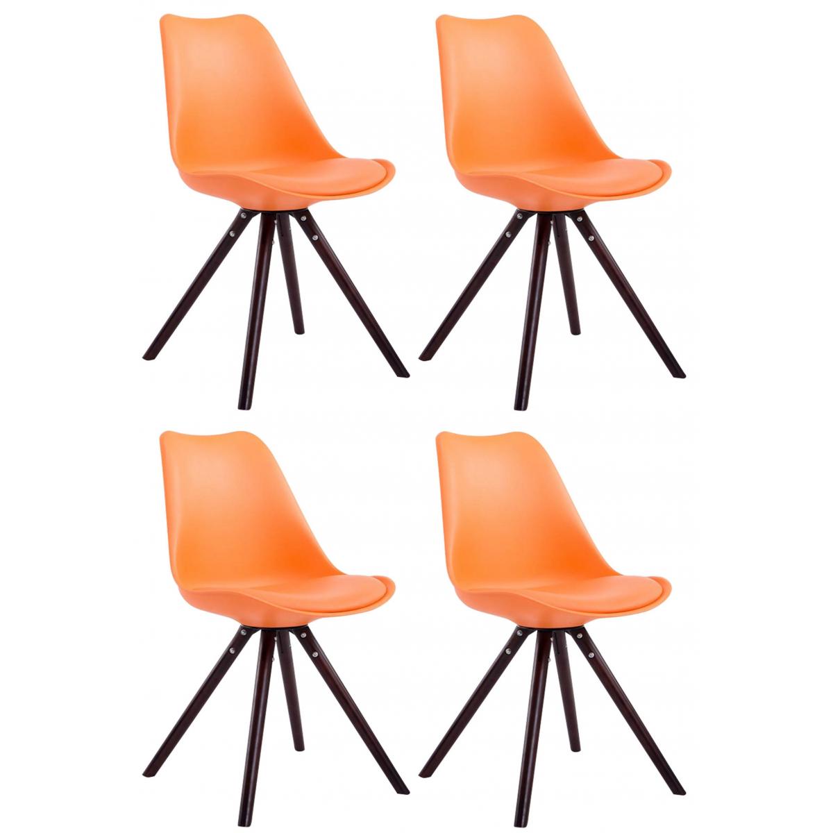 4er Set Sthle HLO-CP8 Kunstleder Rund cappuccino ~ orange