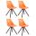 4er Set Sthle HLO-CP8 Kunstleder Rund cappuccino ~ orange