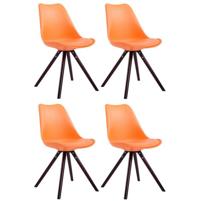 4er Set Sthle HLO-CP8 Kunstleder Rund cappuccino ~ orange