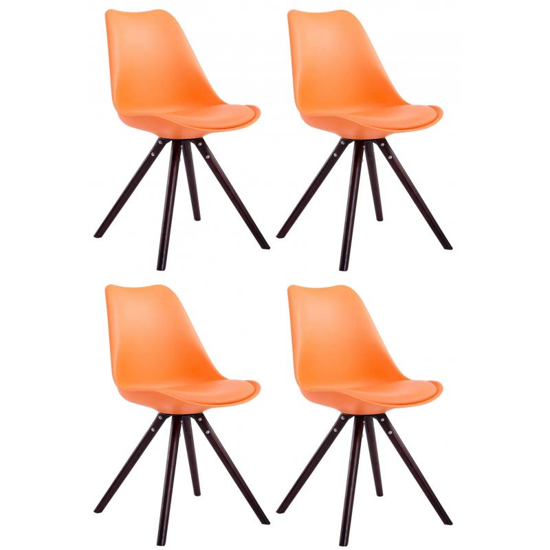 4er Set Sthle HLO-CP8 Kunstleder Rund cappuccino ~ orange