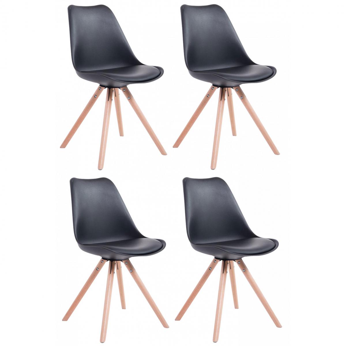 4er Set Sthle HLO-CP8 Kunstleder Rund natura ~ schwarz