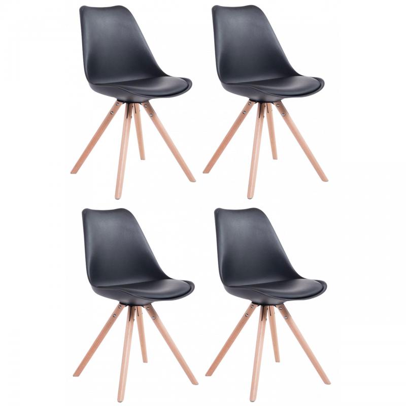 4er Set Sthle HLO-CP8 Kunstleder Rund natura ~ schwarz