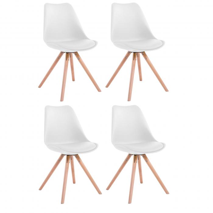 4er Set Sthle HLO-CP8 Kunstleder Rund natura ~ wei