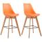 2er Set Barhocker HLO-CP40 Kunststoff natura ~ orange