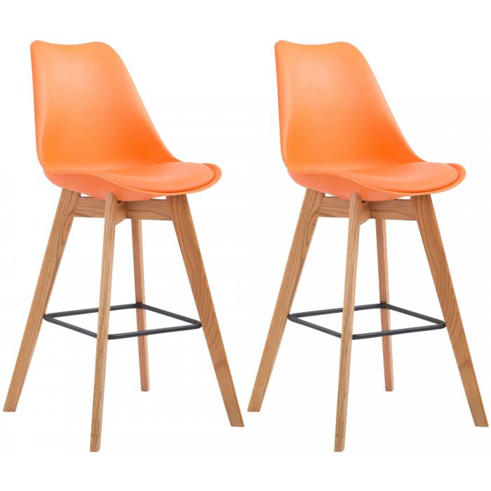 2er Set Barhocker HLO-CP40 Kunststoff natura ~ orange