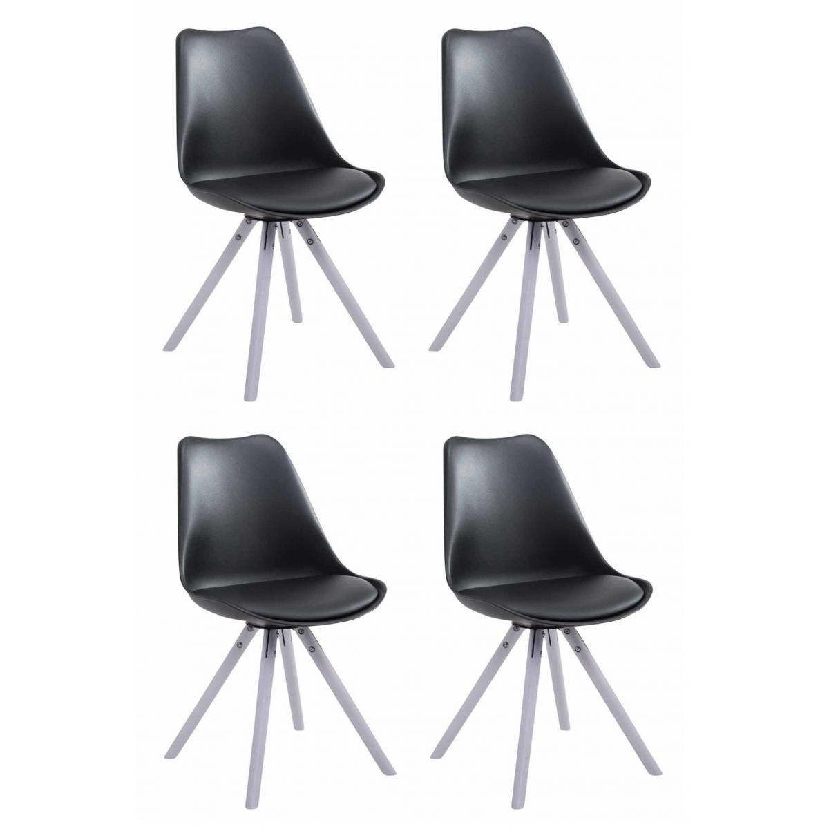 4er Set Sthle HLO-CP8 Kunstleder Rund wei ~ schwarz