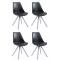 4er Set Sthle HLO-CP8 Kunstleder Rund wei ~ schwarz