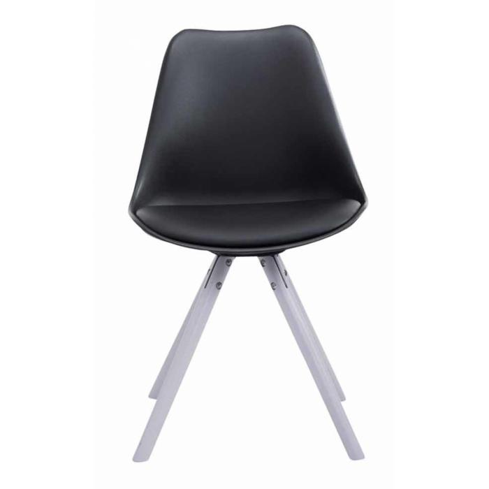 4er Set Sthle HLO-CP8 Kunstleder Rund wei ~ schwarz