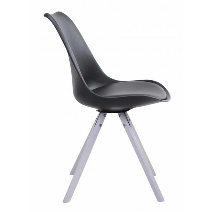 4er Set Sthle HLO-CP8 Kunstleder Rund wei ~ schwarz