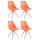 4er Set Sthle HLO-CP8 Kunstleder Rund wei ~ orange