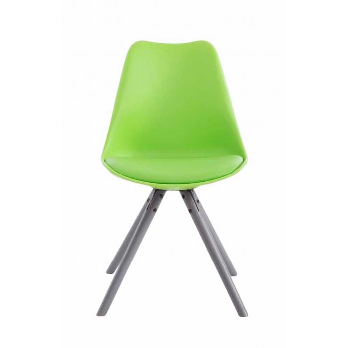4er Set Stühle HLO-CP8 Kunstleder Rund grau ~ grün