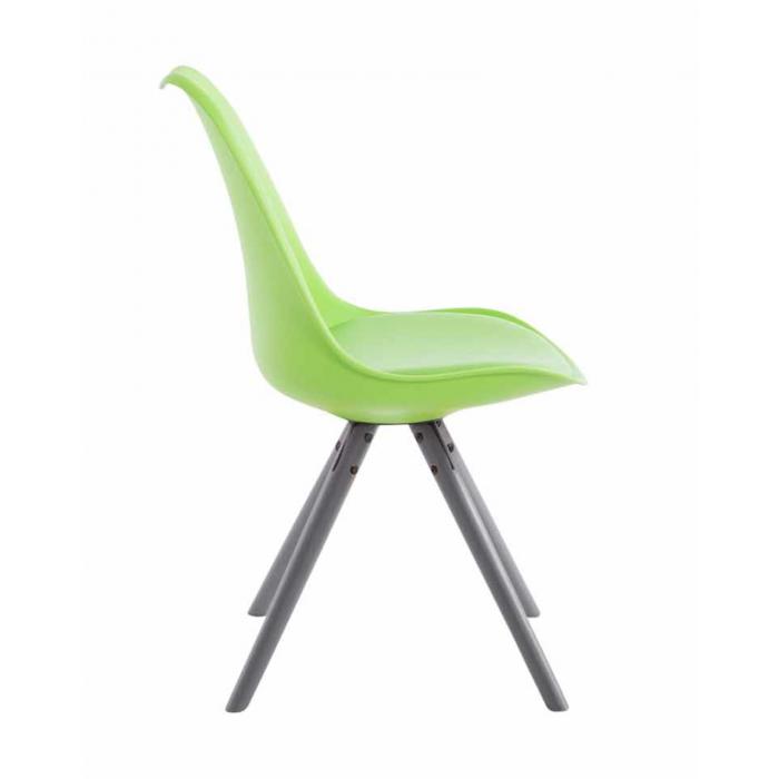 4er Set Stühle HLO-CP8 Kunstleder Rund grau ~ grün