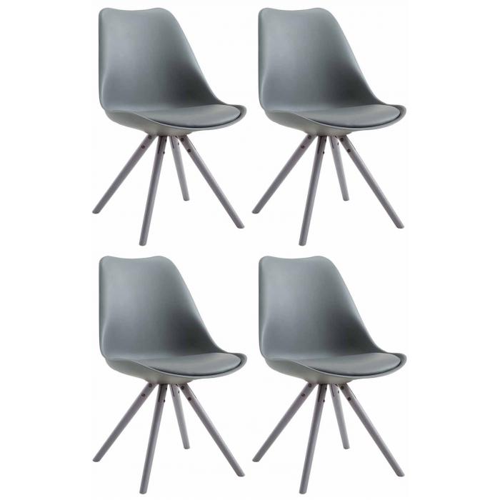 4er Set Sthle HLO-CP8 Kunstleder Rund grau ~ grau