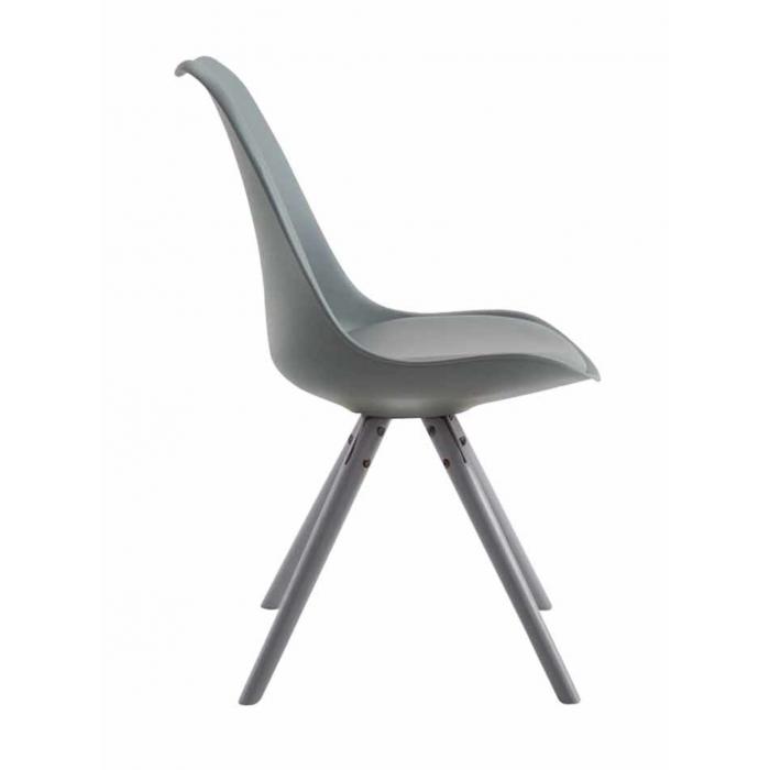 4er Set Sthle HLO-CP8 Kunstleder Rund grau ~ grau