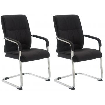 2er Set Freischwinger XXL HLO-CP98 Stoff ~ schwarz
