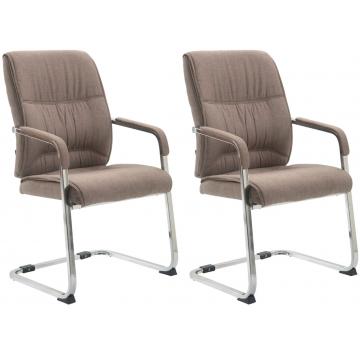 2er Set Freischwinger XXL HLO-CP98 Stoff ~ taupe