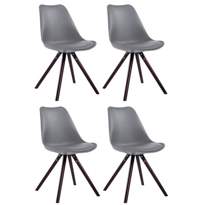 4er Set Sthle HLO-CP8 Kunstleder Rund cappuccino ~ grau