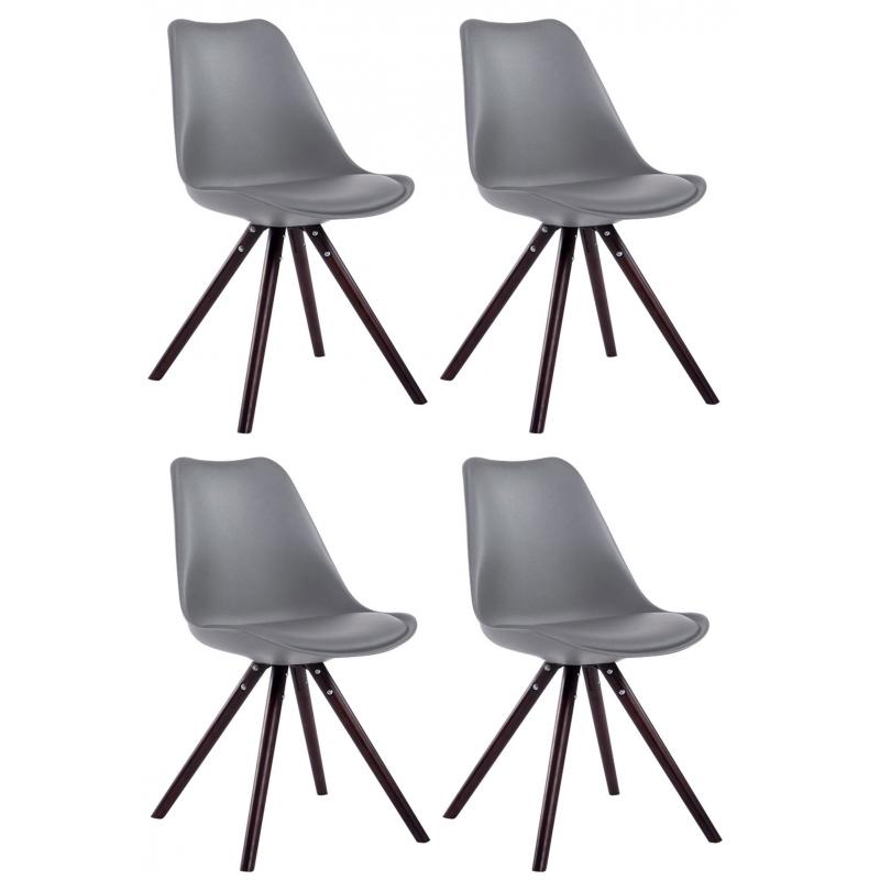 4er Set Sthle HLO-CP8 Kunstleder Rund cappuccino ~ grau