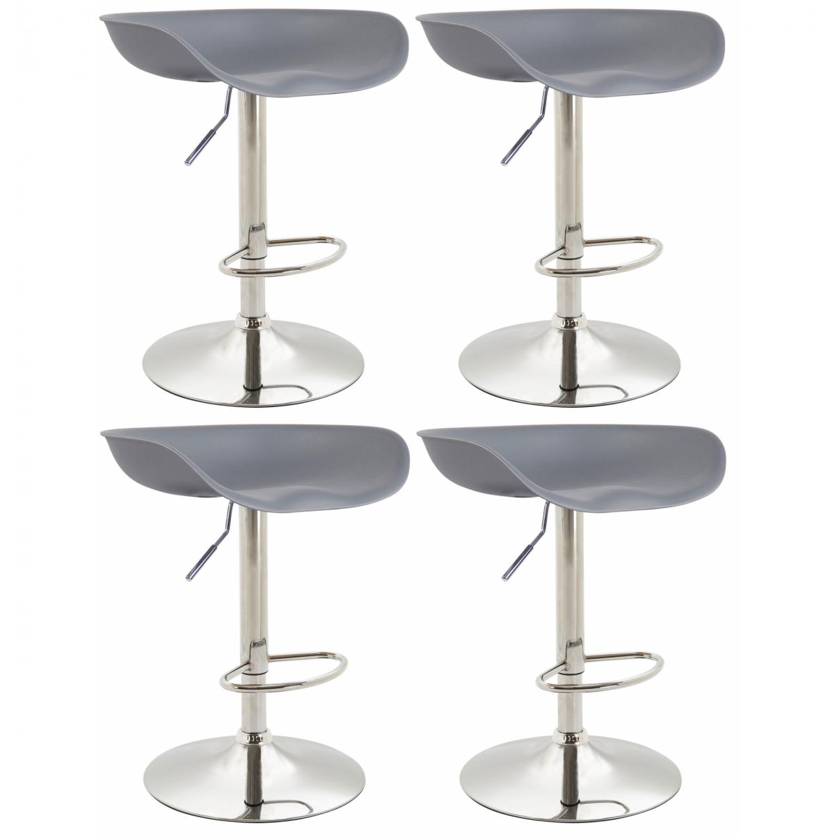 4er Set Barhocker HLO-CP58 Kunststoff chrom ~ grau