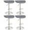 4er Set Barhocker HLO-CP58 Kunststoff chrom ~ grau
