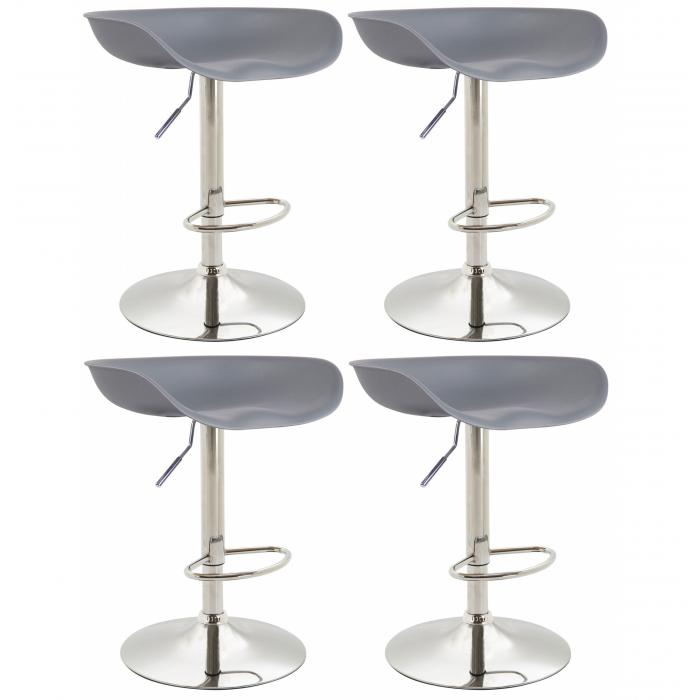 4er Set Barhocker HLO-CP58 Kunststoff chrom ~ grau