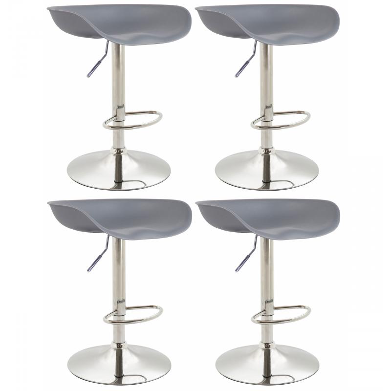 4er Set Barhocker HLO-CP58 Kunststoff chrom ~ grau