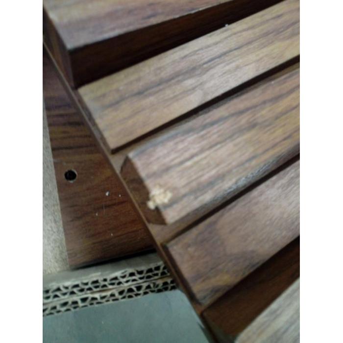 B-Ware (Front leicht beschdigt SK2) | Kommode HWC-M49 Sideboard Schrank 3D-Design MDF Metall 94x80x45cm ~ Walnuss-Optik