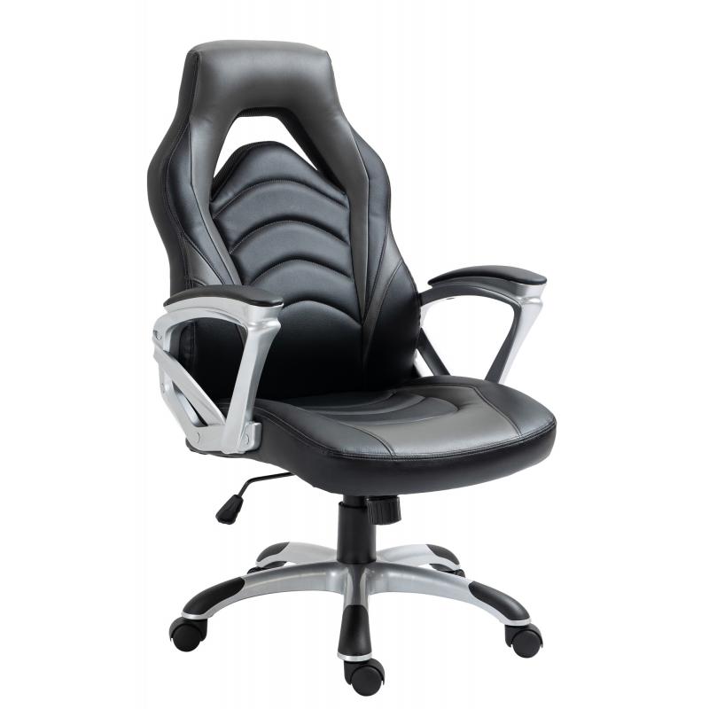 Brostuhl HLO-CP43 Kunstleder ~ schwarz/grau