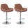 2er Set Barhocker HLO-CP8 Kunstleder chrom ~ hellbraun
