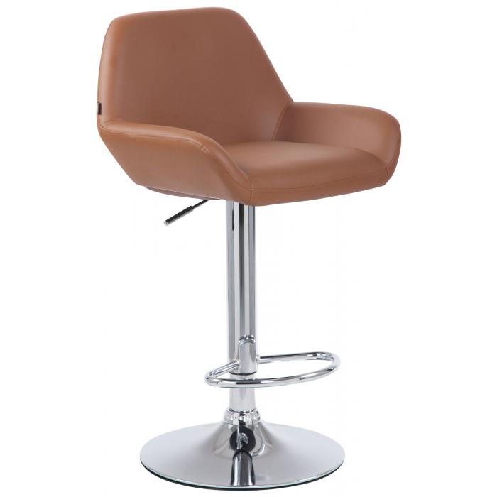 2er Set Barhocker HLO-CP8 Kunstleder chrom ~ hellbraun