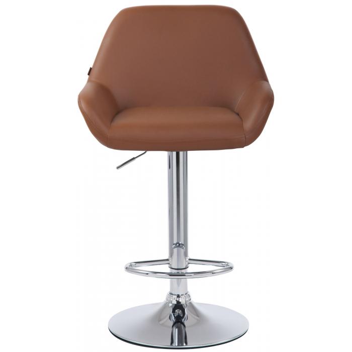 2er Set Barhocker HLO-CP8 Kunstleder chrom ~ hellbraun