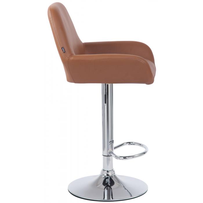 2er Set Barhocker HLO-CP8 Kunstleder chrom ~ hellbraun