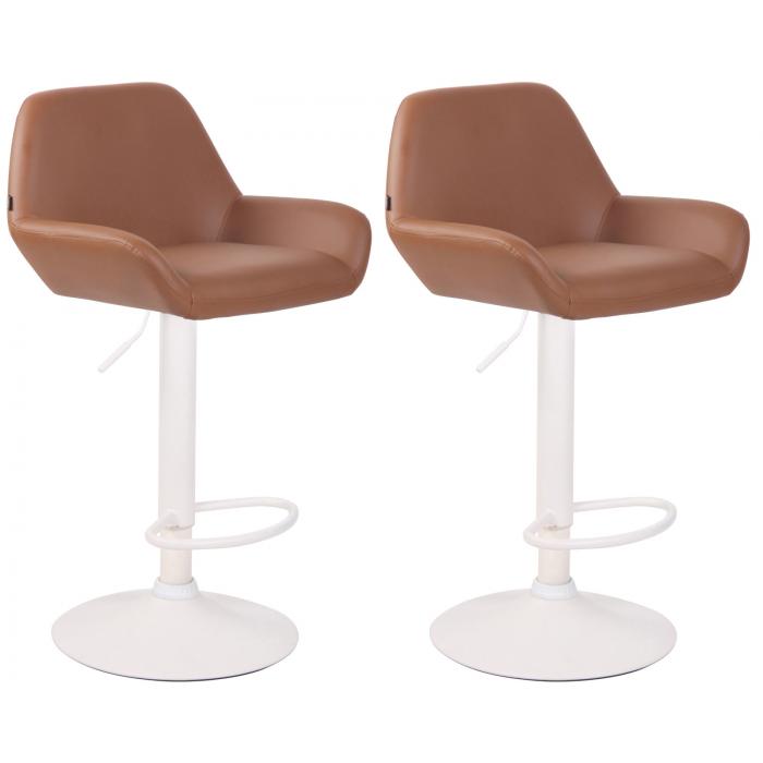 2er Set Barhocker HLO-CP8 Kunstleder wei ~ hellbraun