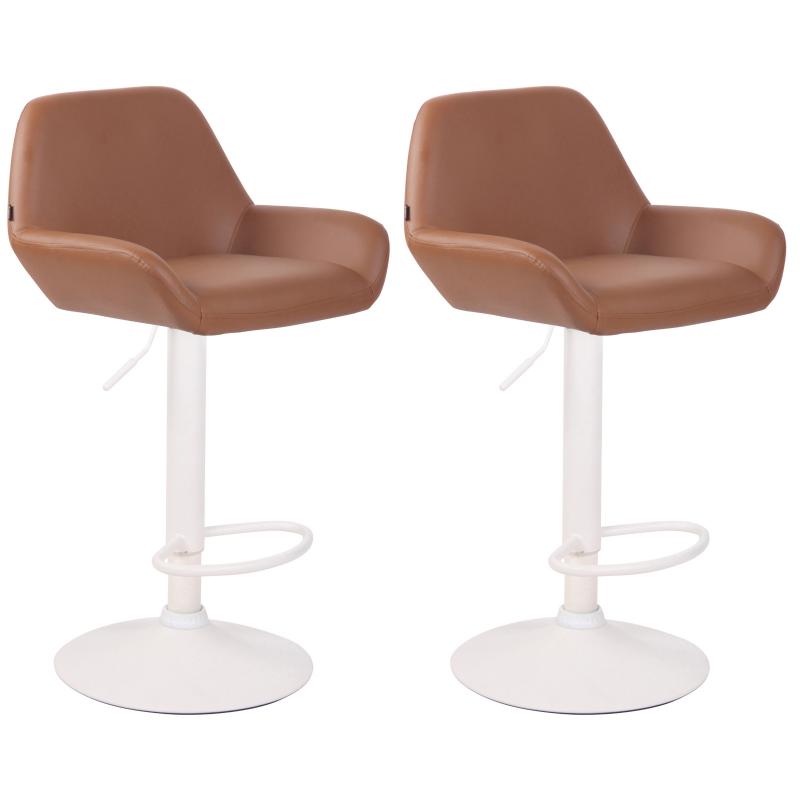 2er Set Barhocker HLO-CP8 Kunstleder wei ~ hellbraun
