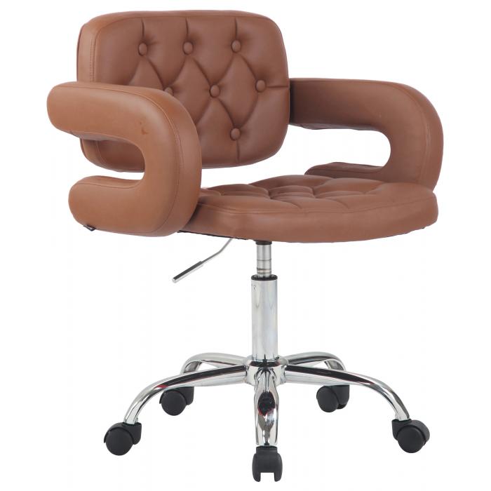 Arbeitshocker HLO-CP103 Kunstleder ~ cognac