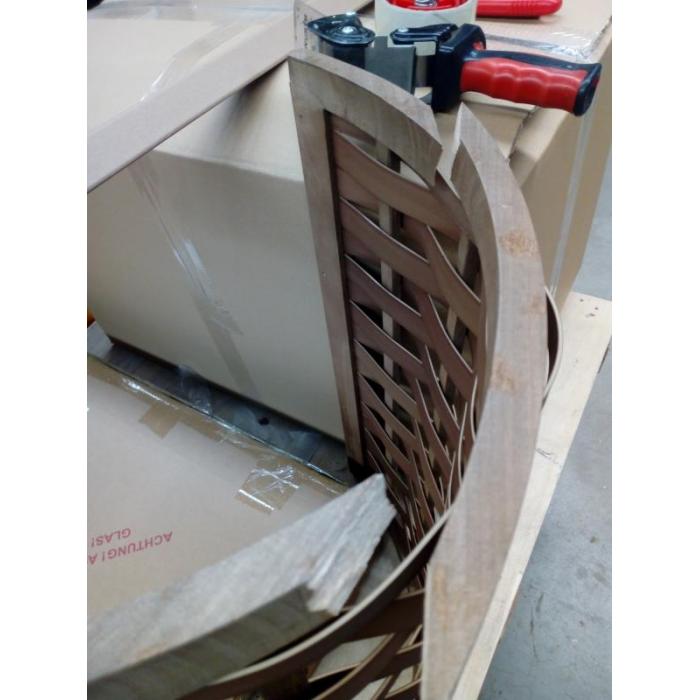 Defekte Ware (Rand gebrochen SK5) | Eck-Wschekorb HWC-H87, Wschebox Wschesortierer, Holz 70L 66x53x38cm ~ braun