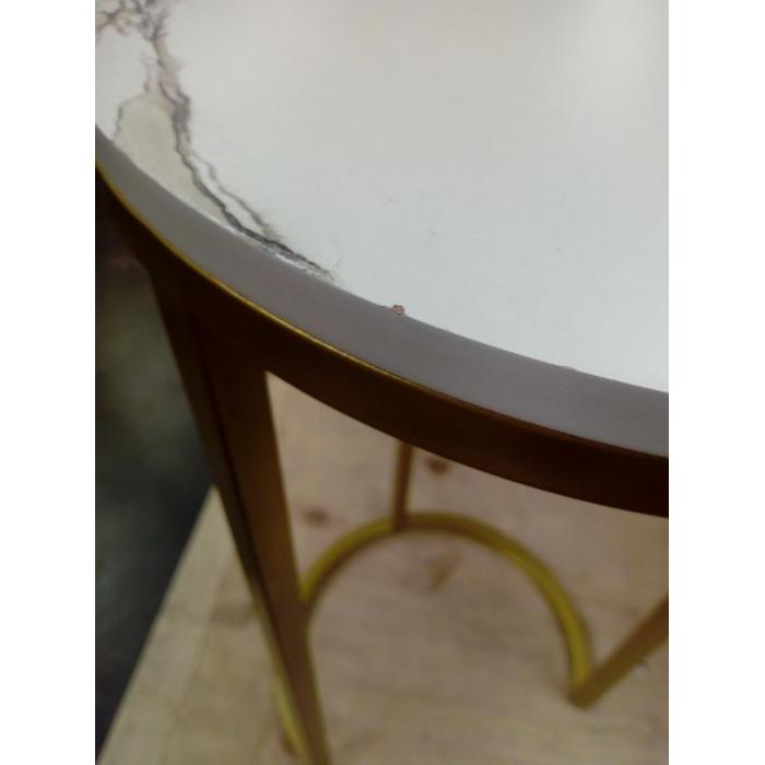 B-Ware (1x Platte hat Macken SK2) | 2er-Set Beistelltisch HWC-K46, Kaffeetisch Loungetisch Marmor-Optik MDF ~ wei-gold
