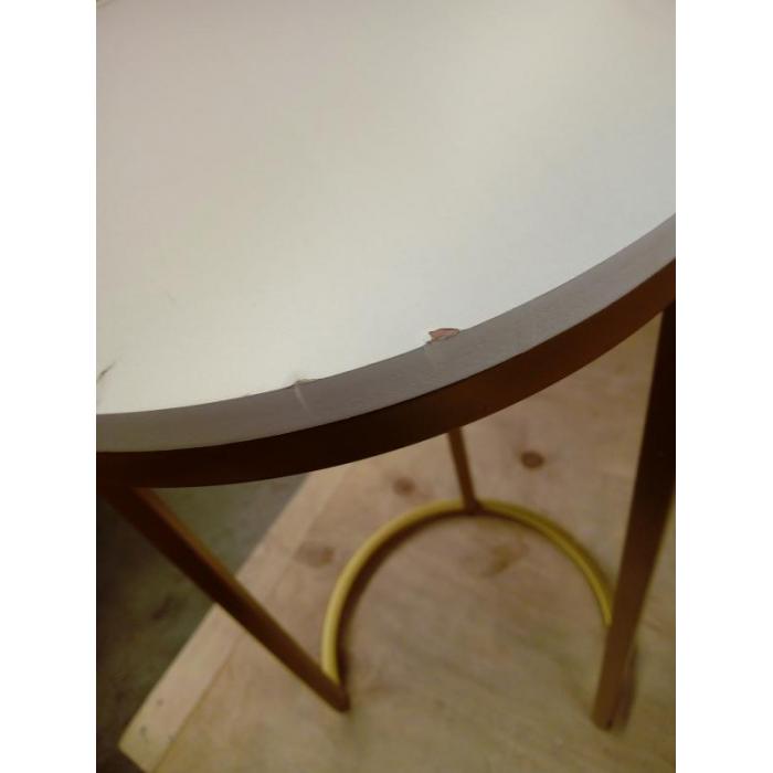 B-Ware (1x Platte hat Macken SK2) | 2er-Set Beistelltisch HWC-K46, Kaffeetisch Loungetisch Marmor-Optik MDF ~ wei-gold