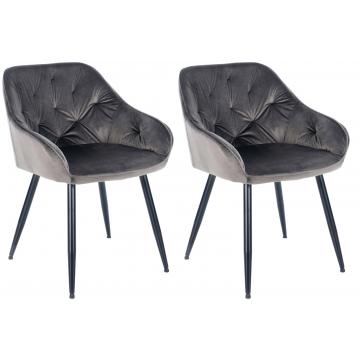 2er Set Esszimmersthle HLO-CP13 ~ dunkelgrau