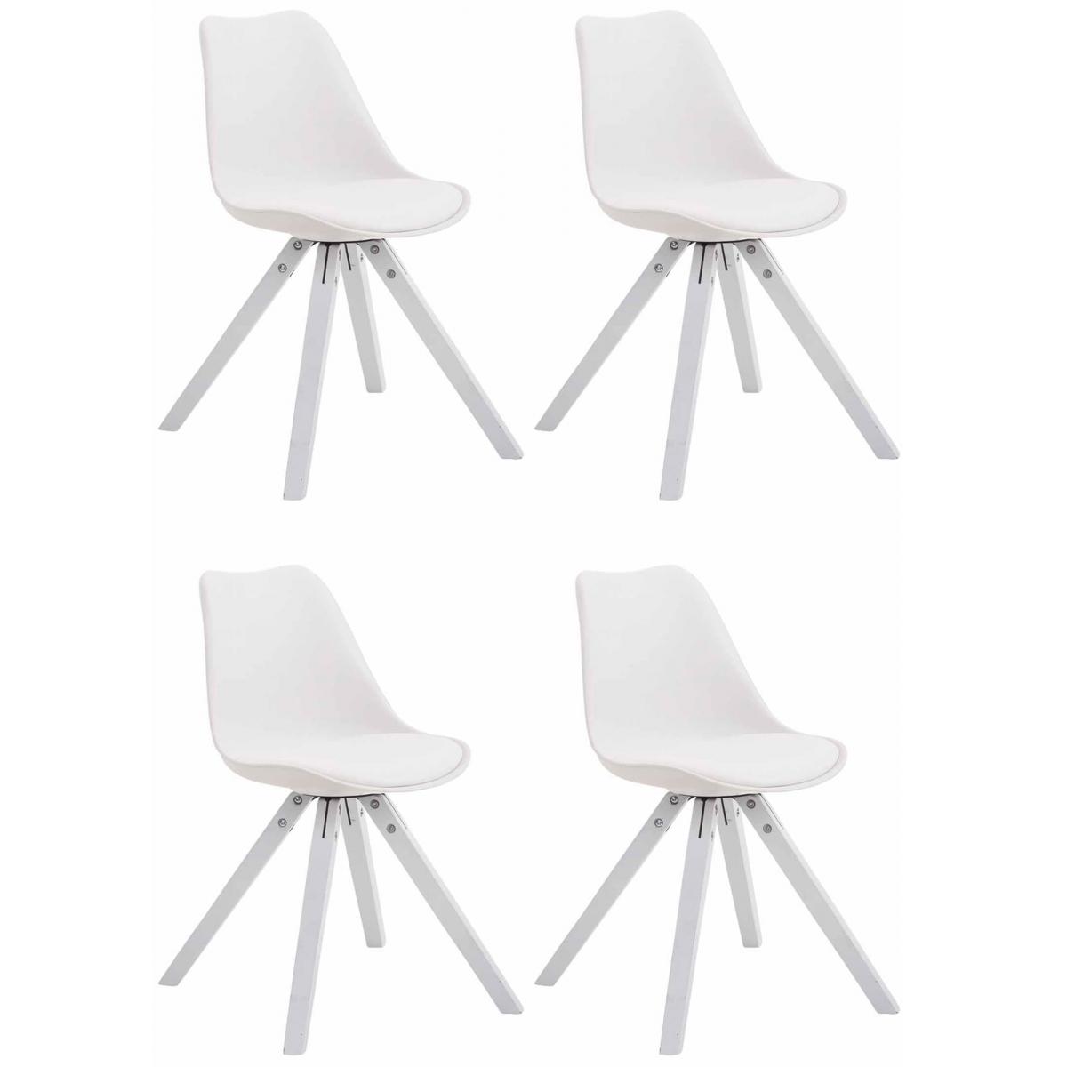 4er Set Sthle HLO-CP8 Kunstleder wei Square ~ wei