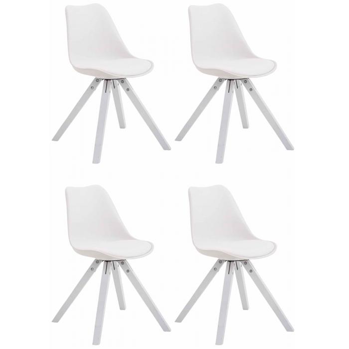 4er Set Sthle HLO-CP8 Kunstleder wei Square ~ wei