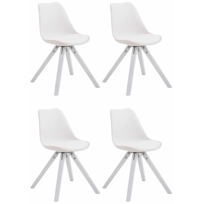 4er Set Sthle HLO-CP8 Kunstleder wei Square ~ wei