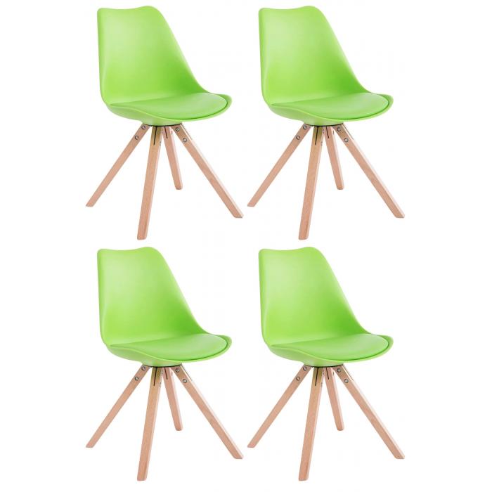4er Set Sthle HLO-CP8 Kunstleder Natura Square ~ grn