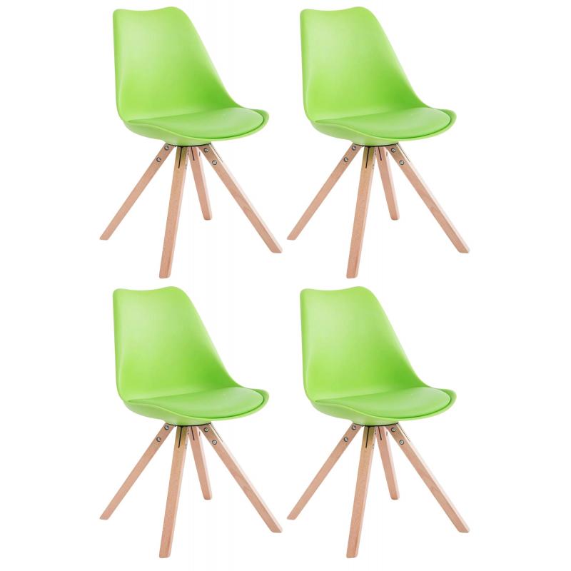 4er Set Sthle HLO-CP8 Kunstleder Natura Square ~ grn