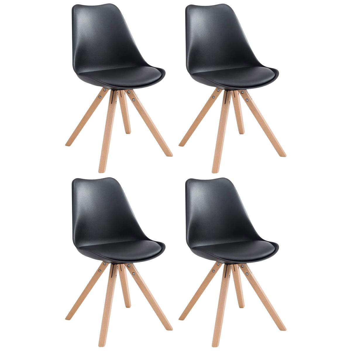 4er Set Sthle HLO-CP8 Kunstleder Natura Square ~ schwarz