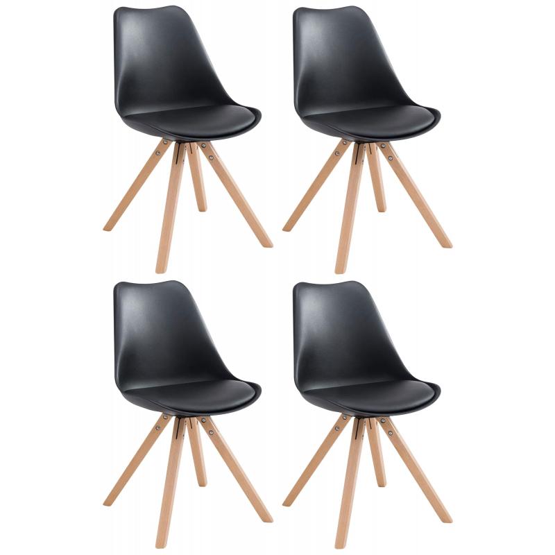 4er Set Sthle HLO-CP8 Kunstleder Natura Square ~ schwarz